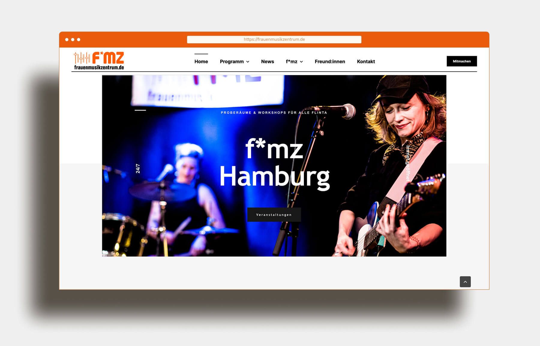 Relaunch für Frauenmusikzentrum Hamburg Startscreen – mit WordPress