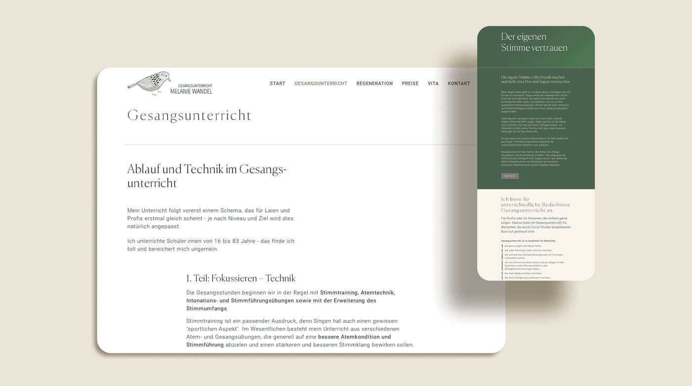 Webdesign fürMelanie Wandel mobile View – statische HTML-Website
