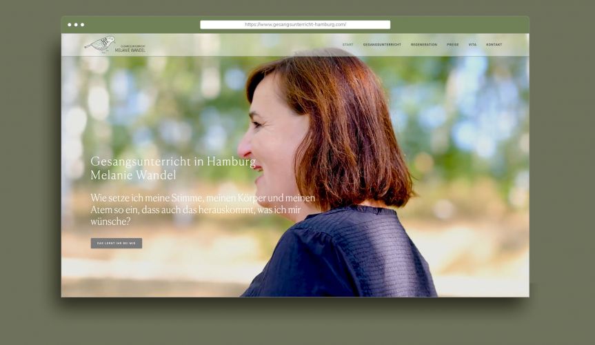 Webdesign für Melanie Wandel Startscreen – statische HTML-Website