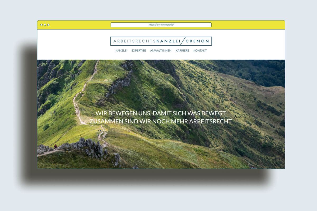 Website für Arbeitsrechtskanzlei Cremon in Hamburg Startscreen – mit WordPress