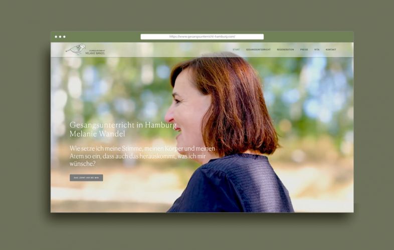 Webdesign für Melanie Wandel Startscreen – statische HTML-Website