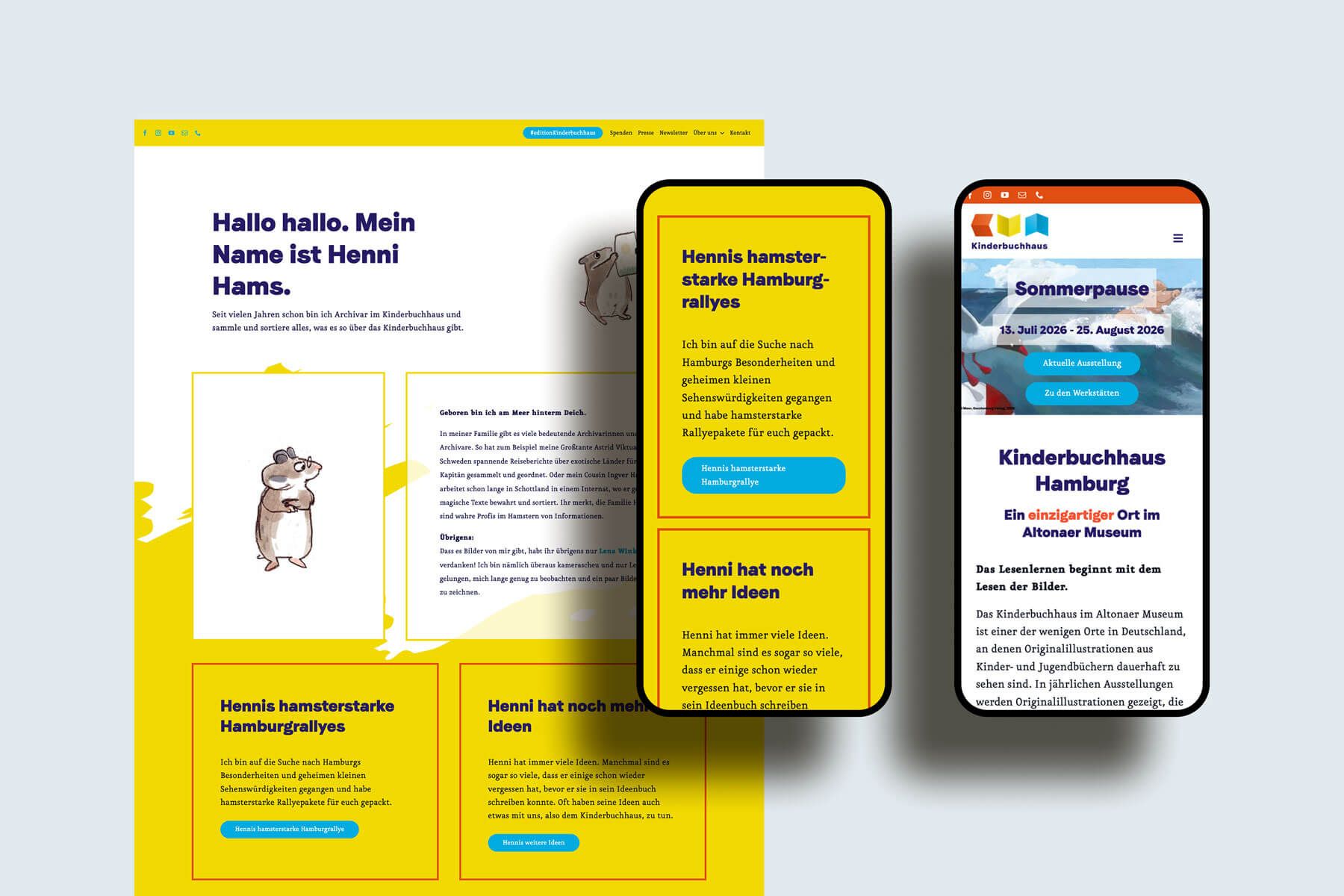 Website für Kinderbuchhaus Hamburg - responsive Ansichten