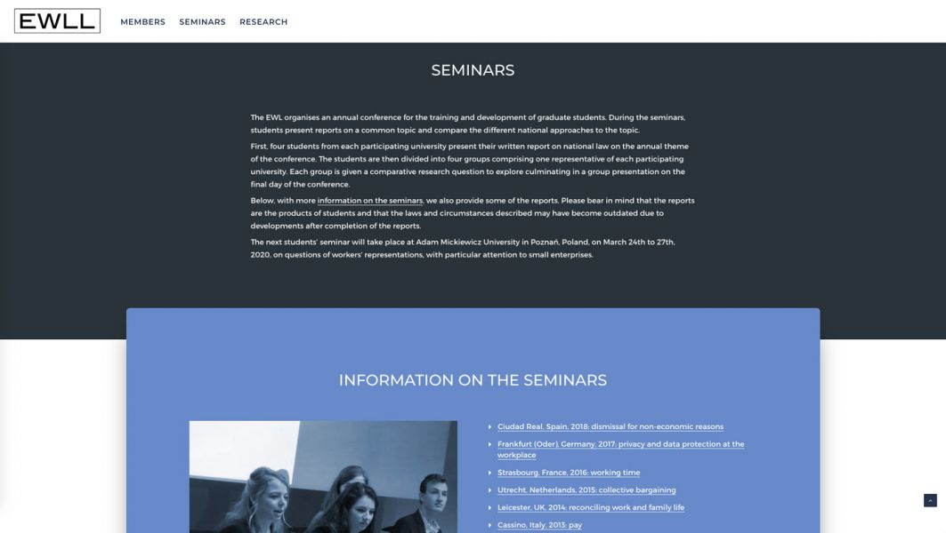 Webdesign für European working group of labour law