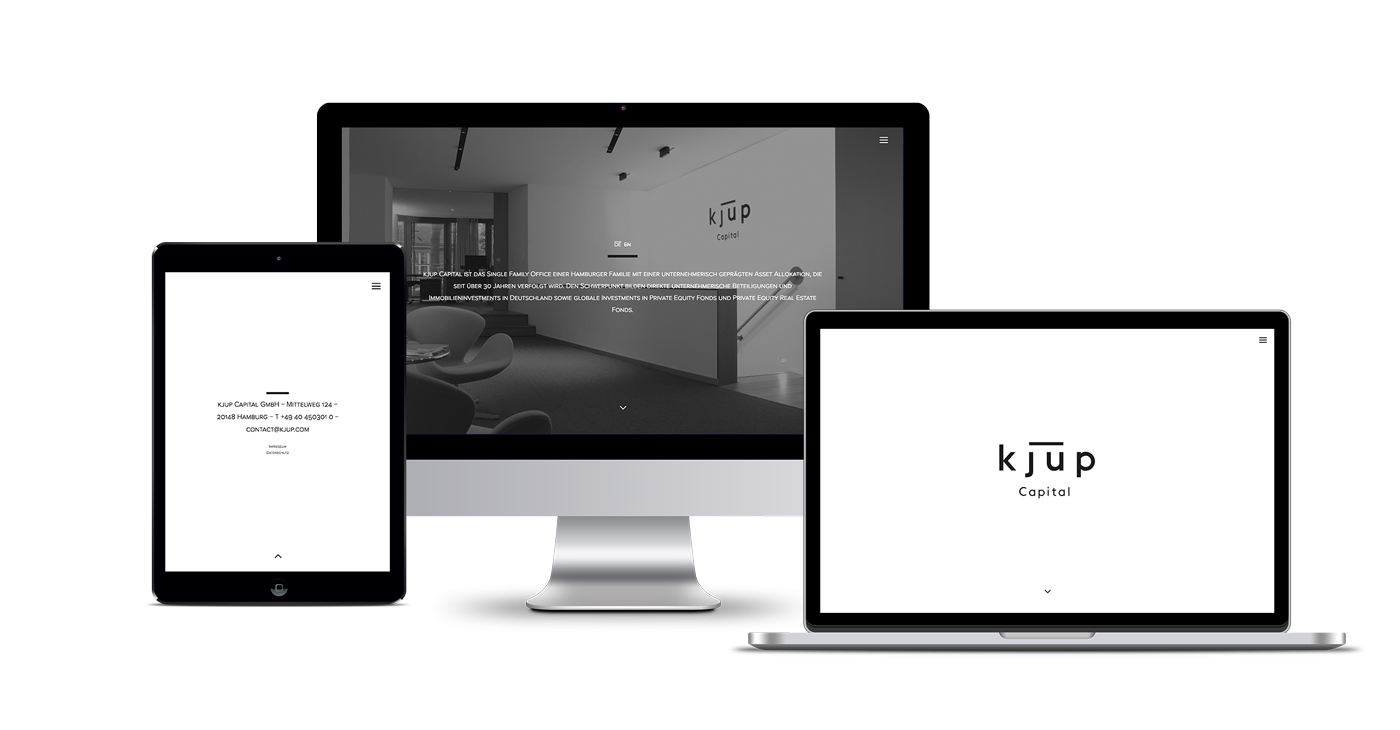 Screen- und Webdesign für kjup Capital GmbH