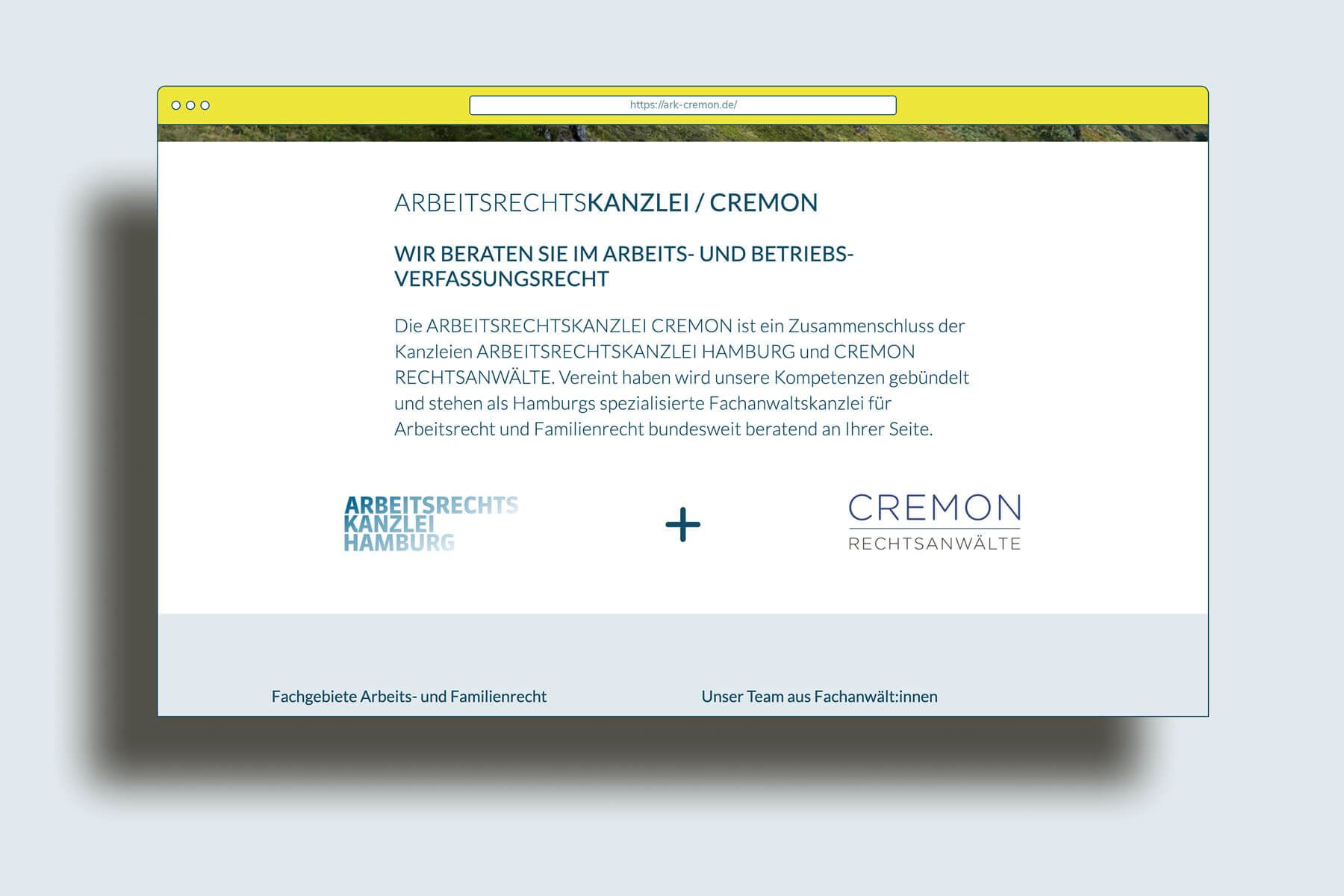 Website für Arbeitsrechtskanzlei Cremon in Hamburg Fusion zweier Kanzleien – Website mit WordPress