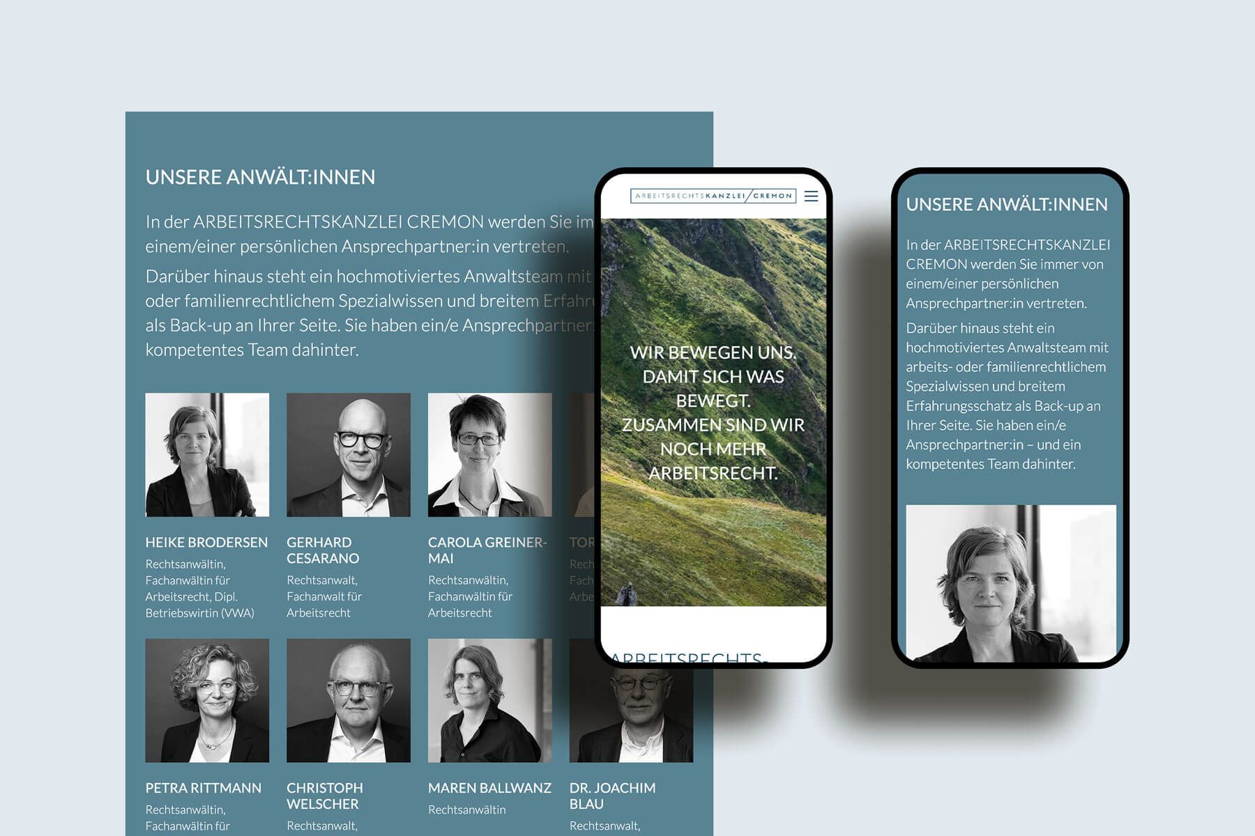 Website für Arbeitsrechtskanzlei Cremon -responsive Ansichten