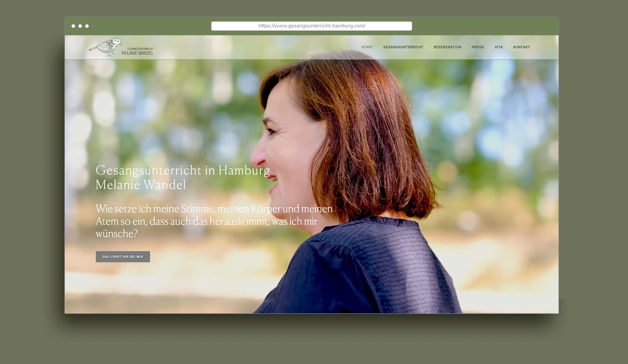Webdesign für Melanie Wandel Startscreen – statische HTML-Website