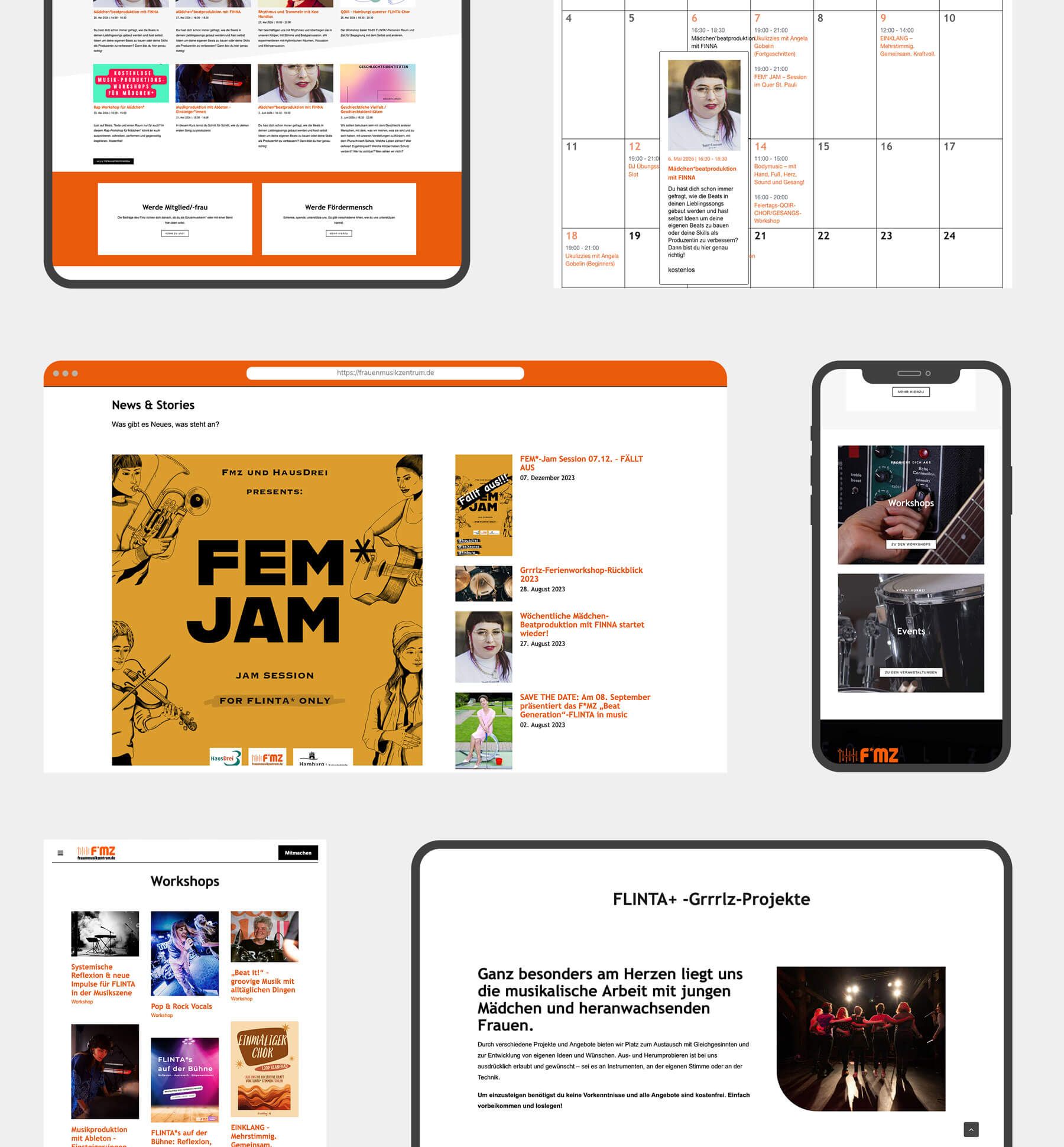 Relaunch für Frauenmusikzentrum Hamburg – diverse Screens – mit WordPress