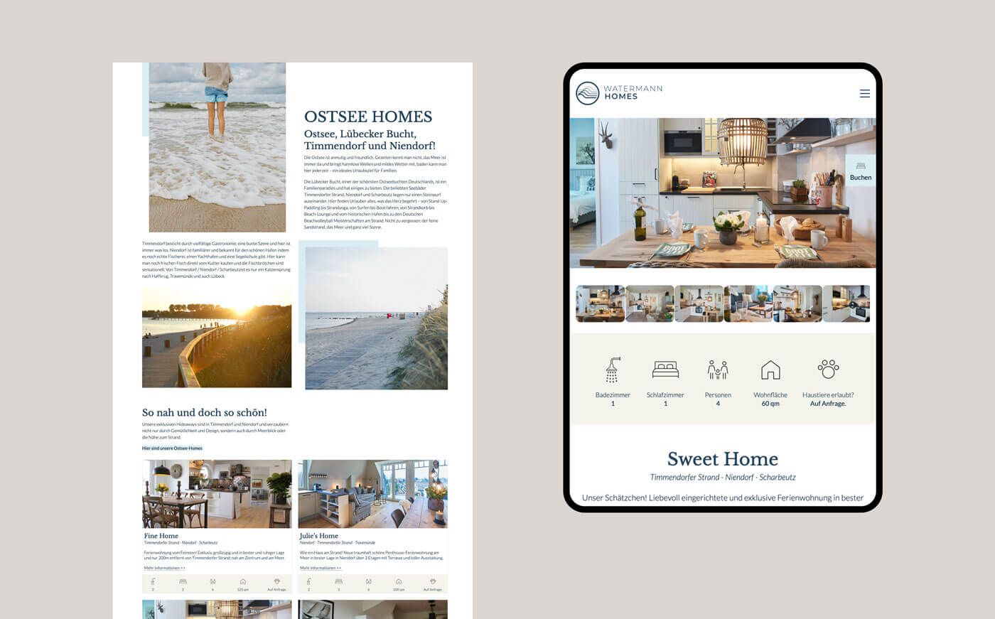 Watermann Homes - desktop and tablet responsive view