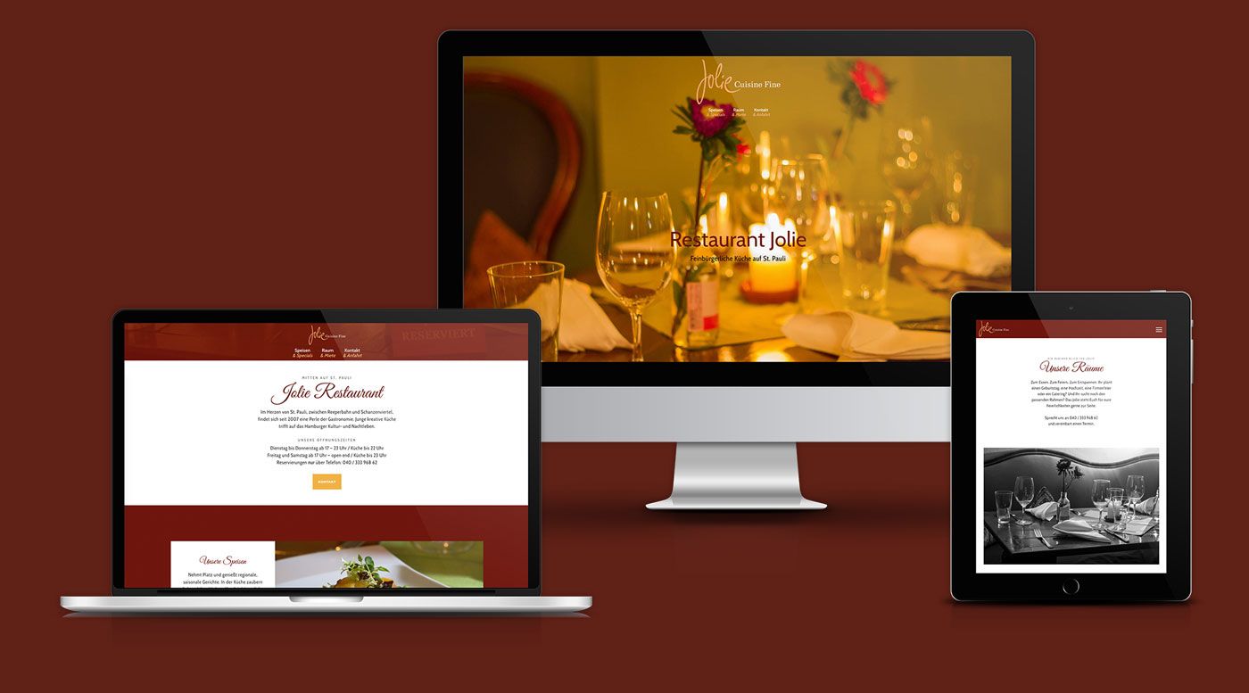 Responsive  Webdesign für das  Restaurant Jolie in Hamburg