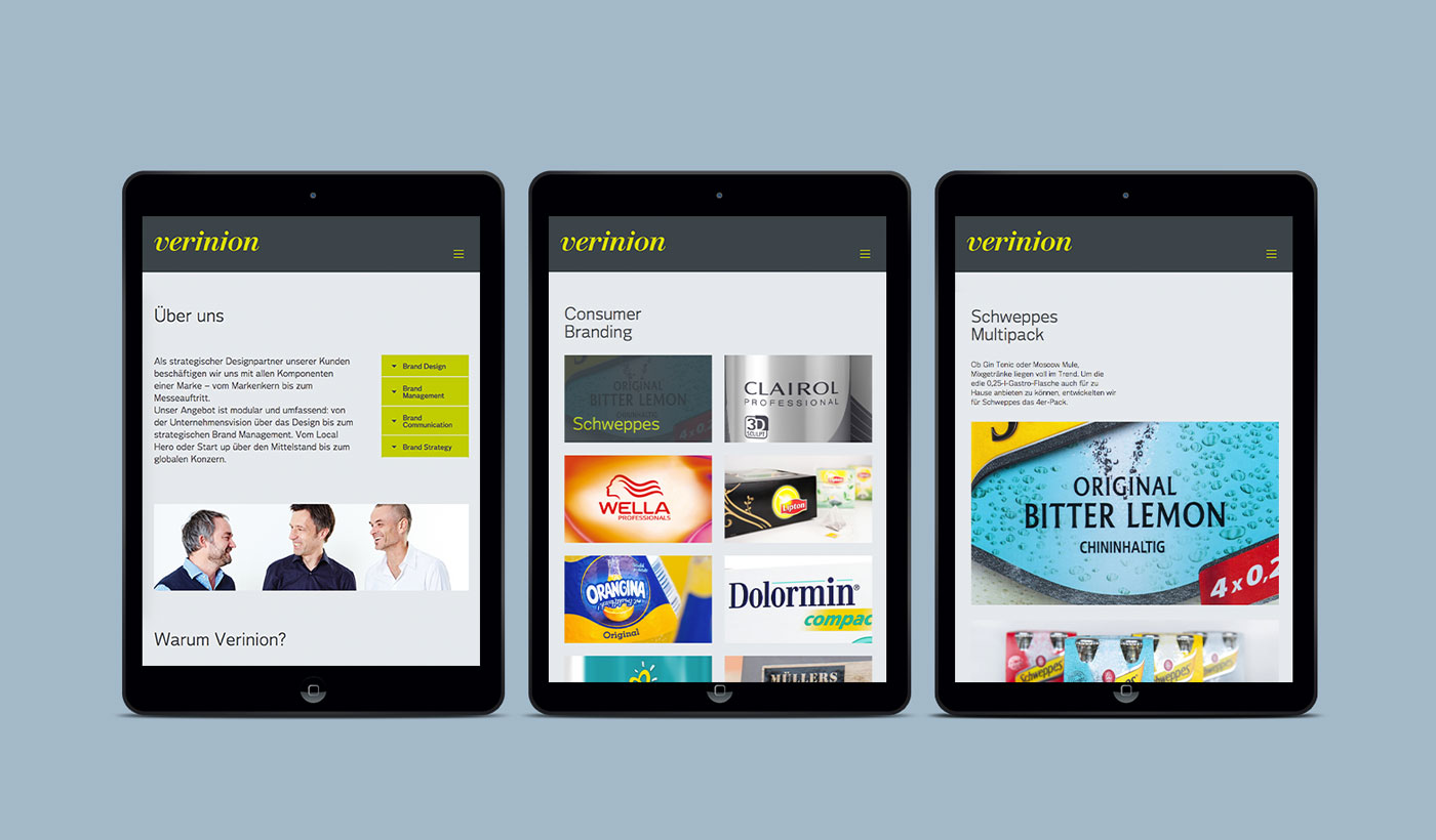 Tablet Screen Visualisierung für die Agentur Verinion