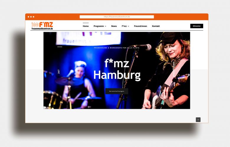 Relaunch für Frauenmusikzentrum Hamburg Startscreen – mit WordPress